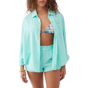 image:imageONEILL Womens Leni Double Gauze Top  Long Sleeve Lightweight Button Up Shirt for WomenOcean Wave