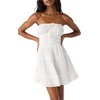 image:imageONEILL Womens Strapless Mini Dress  Woven Fabric Tiered Skirt Smocked Back Shirred DetailingWhite