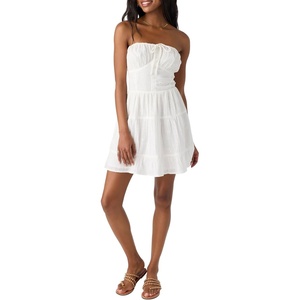 image:imageONEILL Womens Strapless Mini Dress  Woven Fabric Tiered Skirt Smocked Back Shirred DetailingWhite