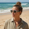 image:imageONEILL PEAHI 20 Womens Oversized Square Butterfly Polarized Sunglasses UV400 Protection 56 mmMatte GrayTeal Crystal