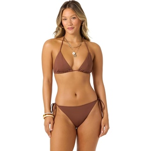 image:imageONEILL Womens Saltwater Solids Venice Triangle Top  Adjustable Halter Straps Removable CupsCoconut Brown