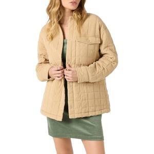 image:imageONeill Womens RYA Quilted Snap Jacket  Lyocell Twill Outerwear with Snap Front Chest amp Side Pockets Classic CollarWarm Sand