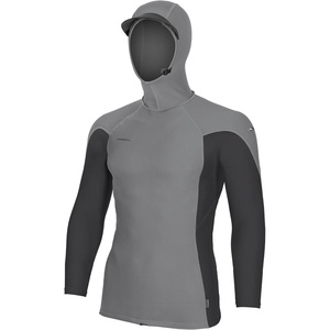 image:imageONEILL Mens Mens Hyperfreak Ozone Long Sleeve Rashguard with HoodSmokeTempsteel