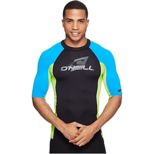 image:imageONeill Mens Premium Skins Upf 50 Short Sleeve Rash GuardBlackLimeBlue