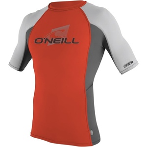 image:imageONeill Mens Premium Skins Upf 50 Short Sleeve Rash GuardNeonredGraphiteLunar