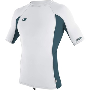 image:imageONeill Mens Premium Skins Upf 50 Short Sleeve Rash GuardWhiteTealWhite