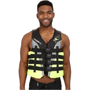 image:imageONeill Mens SuperLite USCG Approved Life Vest  Lightweight Mens Life Jacket for Boating Wakeboarding Waterskiing amp Your Favorite Water ActivitiesBlackLimeSmokeLime