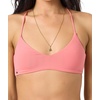 image:imageONEILL Womens Saltwater Solids Huntington Bralette Top  Adjustable LaceUp Back Removable CupsShell Pink