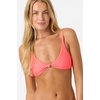 image:imageONEILL Womens Saltwater Solids Pismo Bralette Top  Front Knot Adjustable StrapsFiery Coral