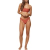 image:imageONeill Salt Water Solid Textured HiLeg Bikini Bottom in Dark Etruscan Red