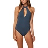 image:imageONeill Womens Salt Water Solids HiNeck One Piece Swimsuit Black LDeep Teal