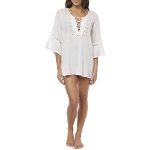 image:imageONEILL Saltwater Solids Bell Sleeve Dress CoverUpWhite  Salt Water Solids Sp19