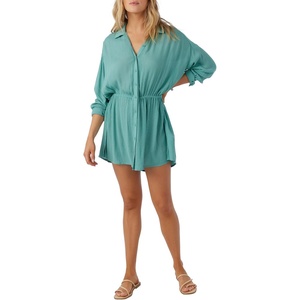 image:imageONEILL Womens Cami Swimsuit Coverup  Short Button Front Beach Cover Up DressCanton  Saltwater Solids Cami