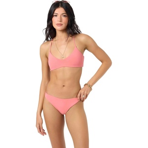 image:imageONEILL Womens Saltwater Solids Huntington Bralette Top  Adjustable LaceUp Back Removable CupsShell Pink