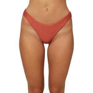 image:imageONeill Salt Water Solid Textured HiLeg Bikini Bottom in Dark Etruscan Red