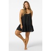 image:imageONEILL Womens Kylee Mini CoverUp Dress  Cotton Eyelet Adjustable StrapsBlkblack