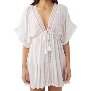 image:imageONEILL Womens Wilder Swimsuit Coverup  Short Sleeve Beach Cover Up Dress with Tie WaistWhite