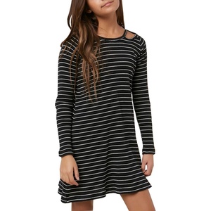 image:imageONeill Womens Millie Stripe Knit Dress with Cut Out Detail Black LBlack