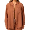 image:imageONEILL Womens Leni Relaxed Long Sleeve Top  Oversized Fit Soft Cotton GauzeCarob Brown