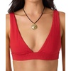 image:imageONEILL Womens Shorebreak Rib Cancun Bralette Top  Recycled Fabric Adjustable StrapsLifeguard Red