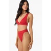image:imageONEILL Womens Shorebreak Rib Santa Barbara High Rise Cheeky Bottoms  HighRise Waist Recycled FabricLifeguard Red