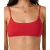 image:imageONEILL Womens Shorebreak Rib Surfside Bralette Top  Recycled Fabric Adjustable TieBackLifeguard Red