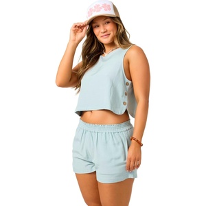 image:imageONEILL Womens Sanders Tank  Lightweight LinenBlend Woven Top Wrapover BackCloud Blue