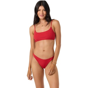 image:imageONEILL Womens Shorebreak Rib Surfside Bralette Top  Recycled Fabric Adjustable TieBackLifeguard Red