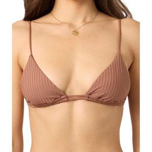 image:imageONEILL Womens Shorebreak Rib Tanning Triangle Top  Adjustable Straps Recycled Stretch FabricCarob Brown