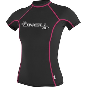 image:imageONeill Womens Premium Skins Upf 50 Short Sleeve Rash GuardBlack Pink Stripe