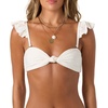 image:imageONEILL Womens Paradise Bandeau Top  Removable Ruffle Straps Knot FrontDarling Daisy