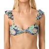 image:imageONEILL Womens Paradise Bandeau Top  Removable Ruffle Straps Knot FrontMermaid Floral