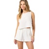 image:imageONeill Womens Sanders Beach Shorts  PullOn Elastic Waist Lightweight LinenBlendWhite