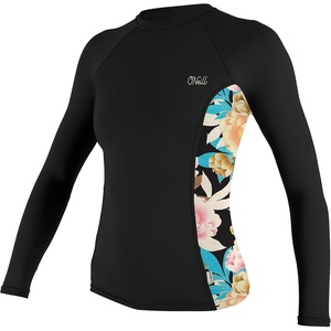 image:imageONEILL Mens Womens Side Print Long Sleeve Rash GuardBlackMikah Floral