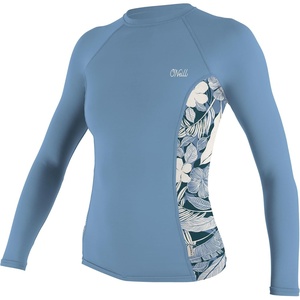 image:imageONEILL Mens Womens Side Print Long Sleeve Rash GuardFaded DenimPalmento Tropical