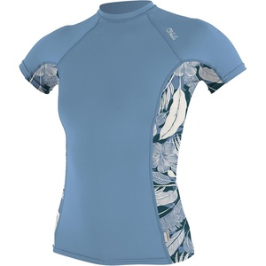 image:imageONeill Wetsuits Womens Womens Side Print Short Sleeve Rash GuardFaded DenimPalmento Tropical
