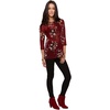 image:imageONEILL Caitlyn Burgundy Floral Sheer 34 Sleeve Juniors Blouse Medium