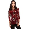 image:imageONEILL Caitlyn Burgundy Floral Sheer 34 Sleeve Juniors Blouse Medium